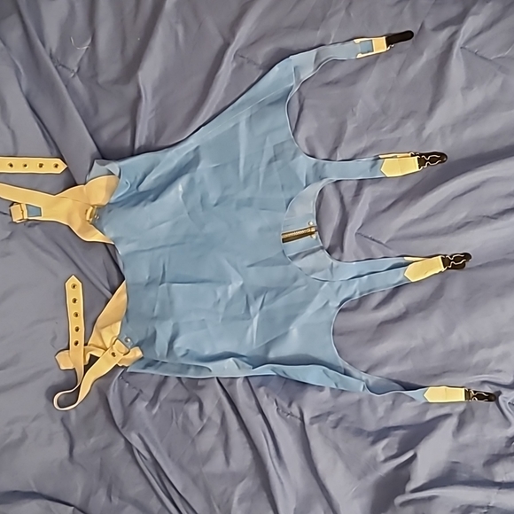 Gorgeous!Latex Cinderella BlueWestward Bound with 6 garters.Size Lg Never Worn! - Picture 2 of 3